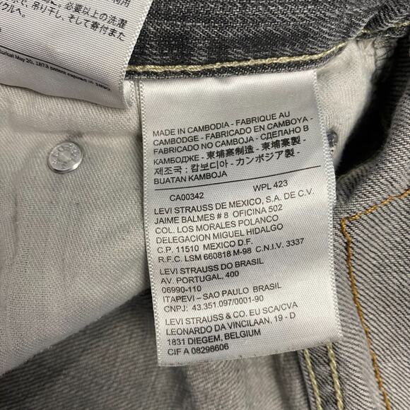 Levis 514 Jeans Mens 28x28 Gray Denim Distressed Straight Leg Grunge Thrashed - Picture 10 of 16